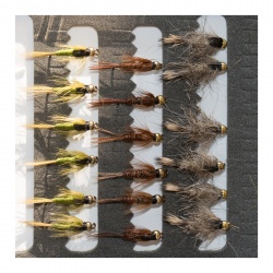 18 Barbless Gold Head Nymphs Trout Fly fishing Flies GRHE, Pheasant Tail & Pond Olive